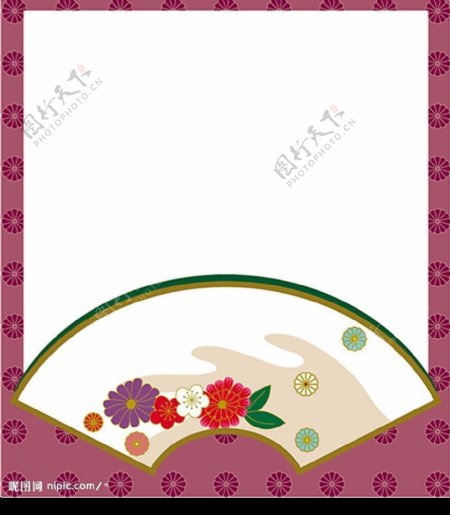 日式花扇边框图片