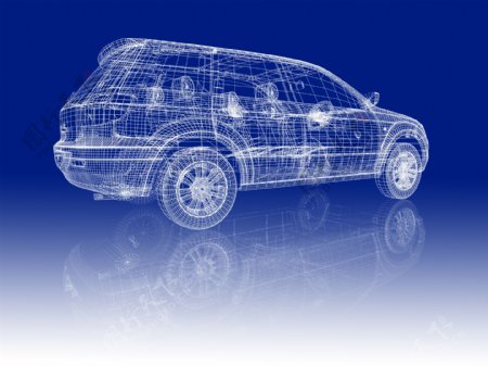 汽车模型布线图三维3D高清图片