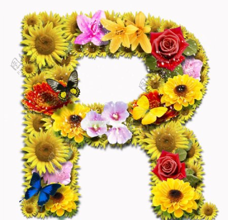 PSD花朵合成字母图片