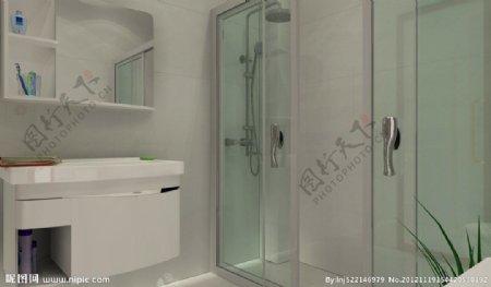 浴室柜淋浴房效果图图片