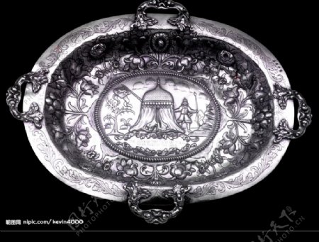 古典银器银盘图片