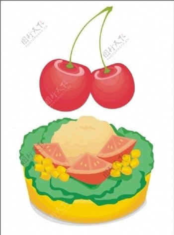 蛋糕面包殷桃苹果图片