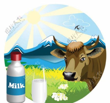 牛奶主题矢量素材图片