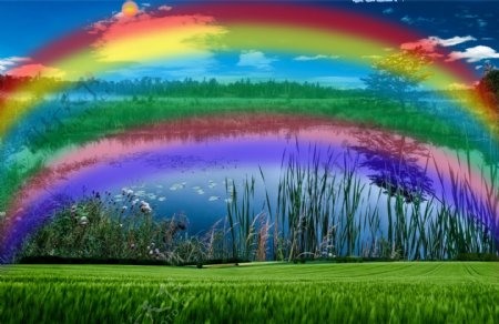 雨后彩虹景图图片