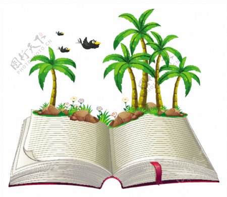 图书书本教育椰子树图片