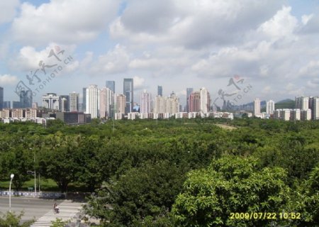 鸟瞰深圳中心公园及岗厦图片