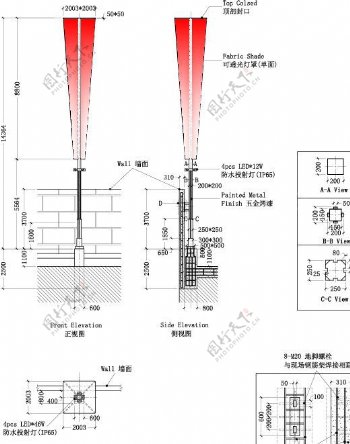 商务建筑门前高杆灯设图片