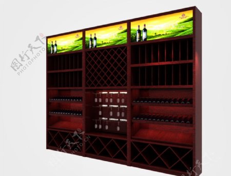 3D红酒展柜模型图片