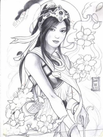 素描美女图片