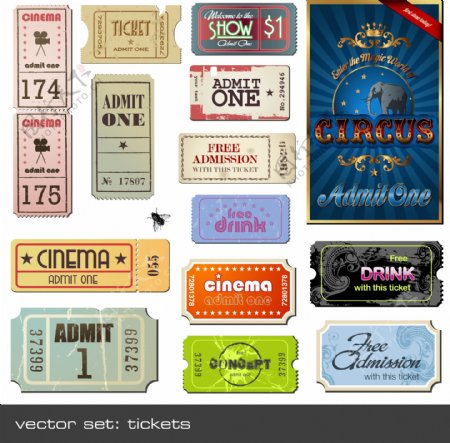 外国怀旧电影票图片