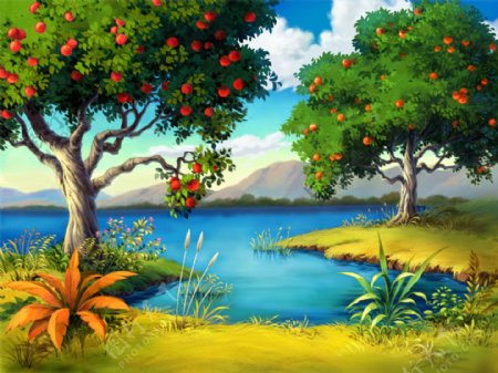 动画背景树果树图片