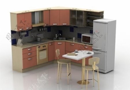 3D整体厨房模型素材图片