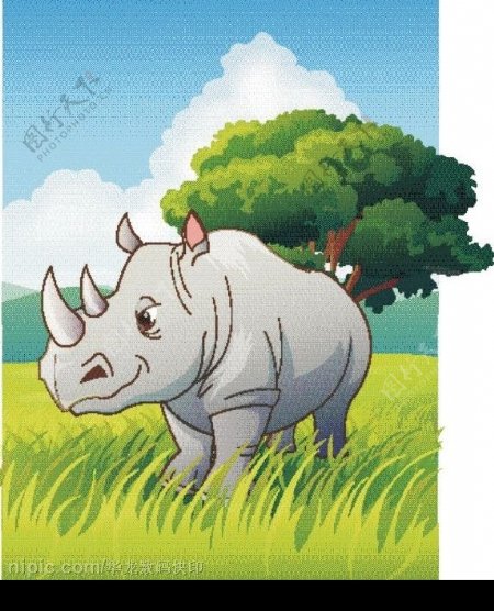 矢量写实动物犀牛图片