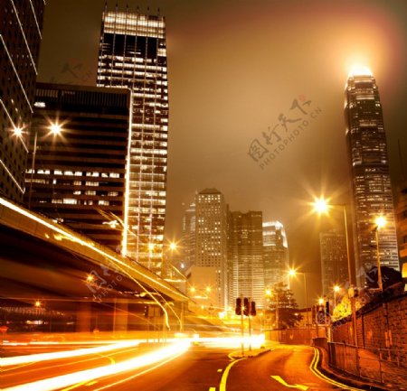 光线城市夜景图片