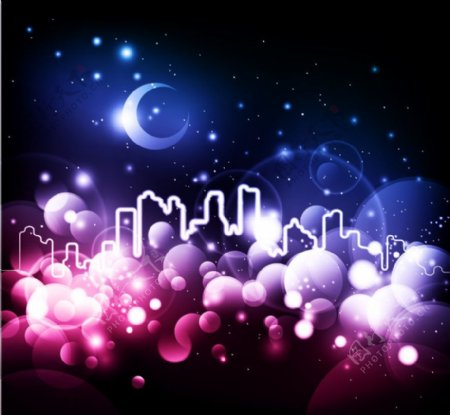 梦幻城市轮廓线夜景图片