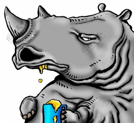 犀牛插画图片