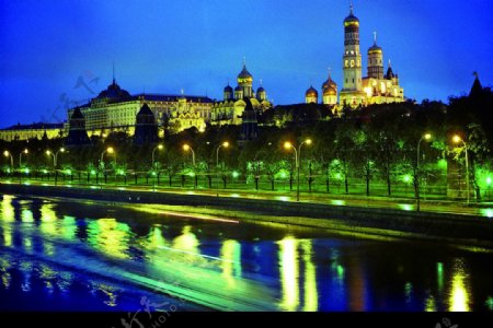 莫斯科河高质量夜景图片