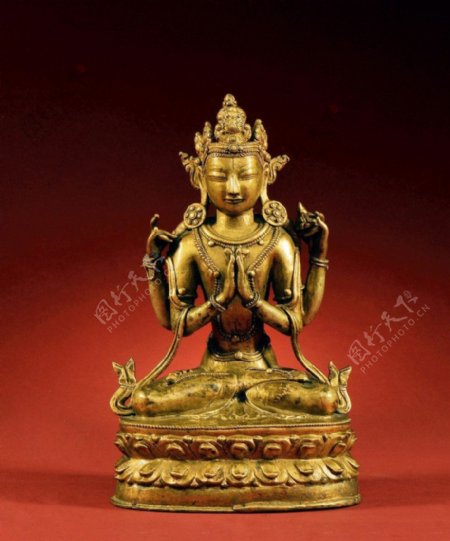 西藏铜合金四臂观音图片