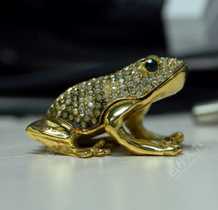 黄金镶钻石的青蛙工艺品图片