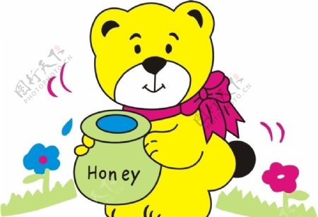 卡通小熊吃蜂蜜图片
