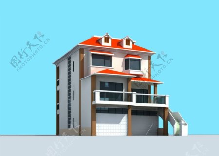 独栋别墅3D模型图片