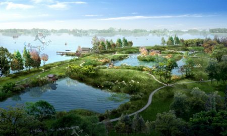 湖边湿地景观设计图片