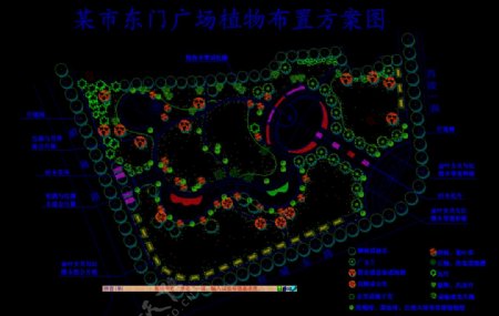 某市东门广场植物布置方案图图片