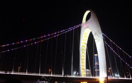 夜幕下的猎德大桥图片