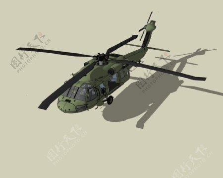 黑鹰直升机3D模型图片