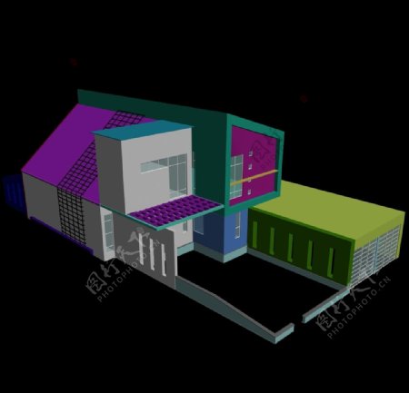 3D室外别墅房子模型图片
