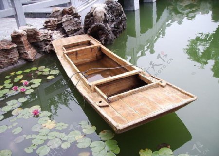 荷塘里的小木船图片