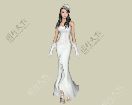 美女礼服3D模型图片