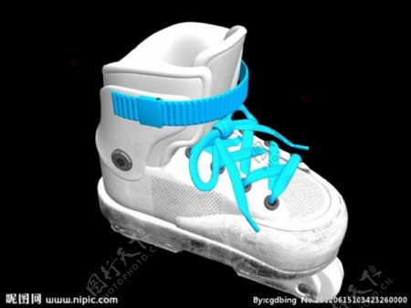 白色旱冰鞋max模型图片
