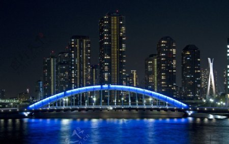 日本永代桥夜景图片