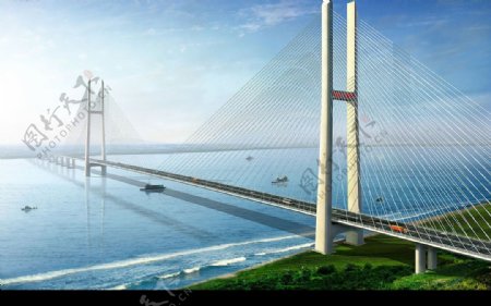 荆岳长江公路大桥效果图图片
