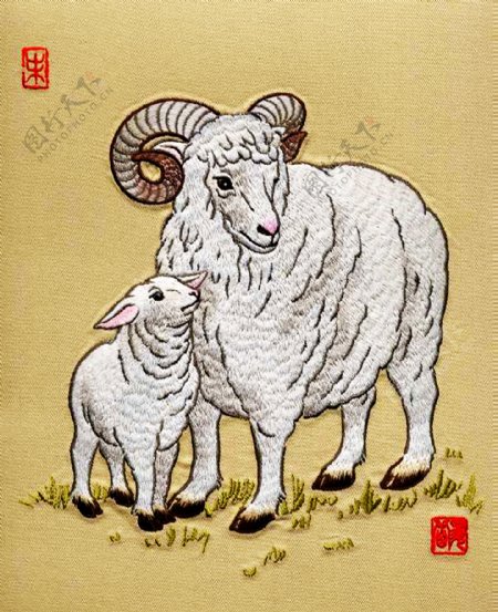 精致12生肖刺绣羊图片