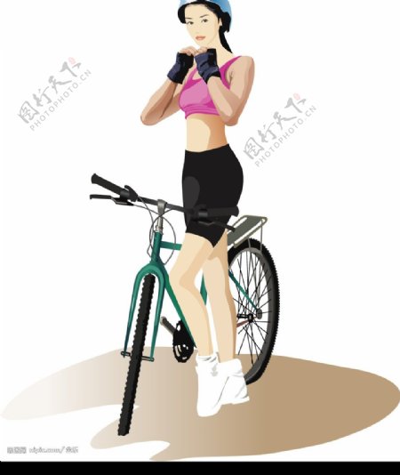 准备骑车锻炼的女孩图片