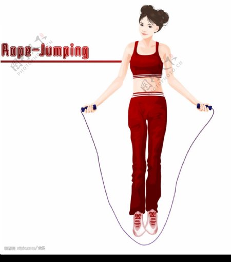跳绳锻炼的女性图片