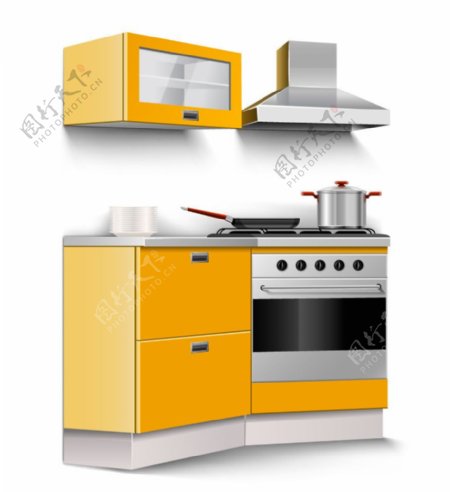 手绘厨房厨柜设计图片