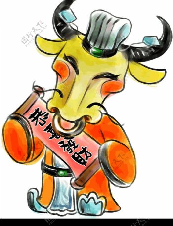 中国水墨画12生肖牛图片