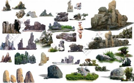 石头组景图片