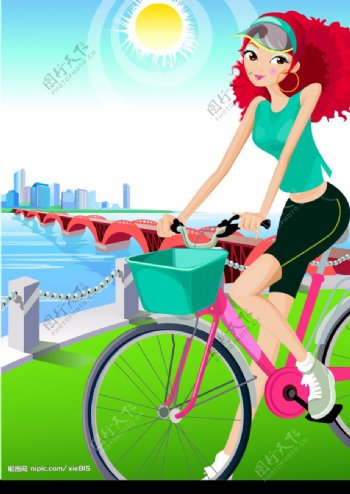 骑单车的女孩图片
