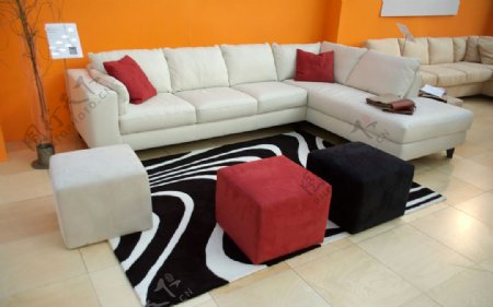 客厅L型沙发清晰大图图片