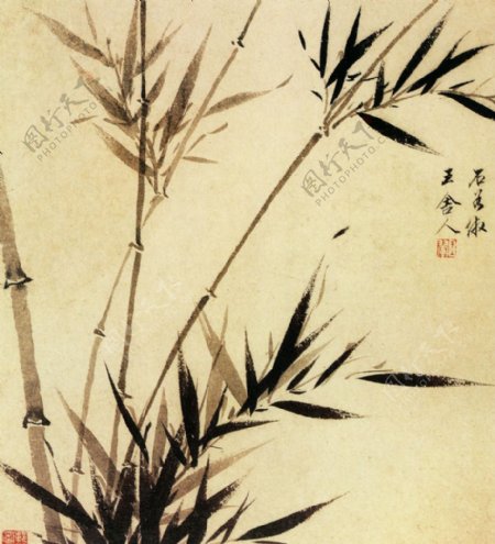 竹风景国画图片