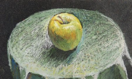苹果的静物油画棒作品图片