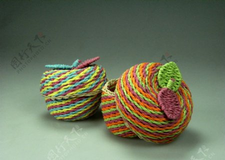 苹果型编织篮子图片