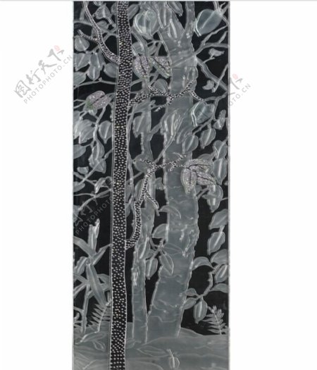 艺术玻璃树镶钻树工笔图片