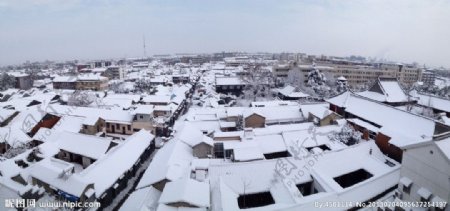 扬州古街雪景图片