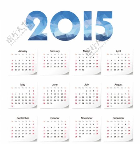 2015年日历矢量插图图片