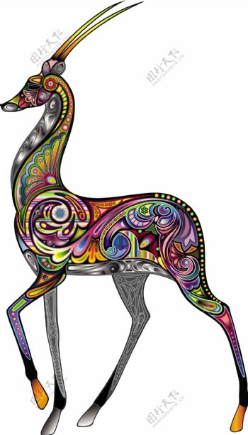 彩色动物纹身刺青图案矢量素材图片